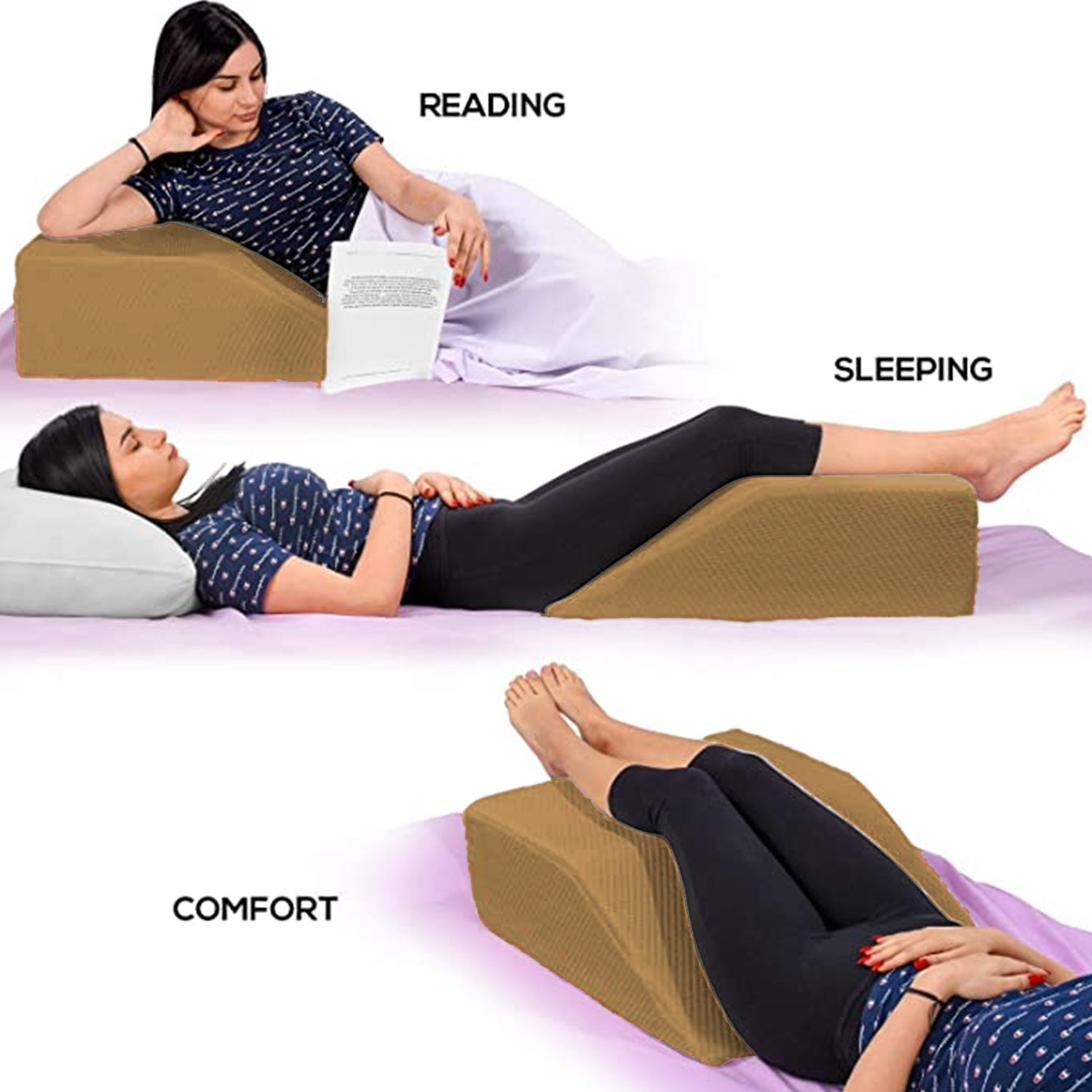 Leg Elevation Pillow with Memory Foam Top - Elevating Leg Rest to Reduce  Swelling, Back Pain, Hip and Knee Pain - Ideal for Sleeping, Reading